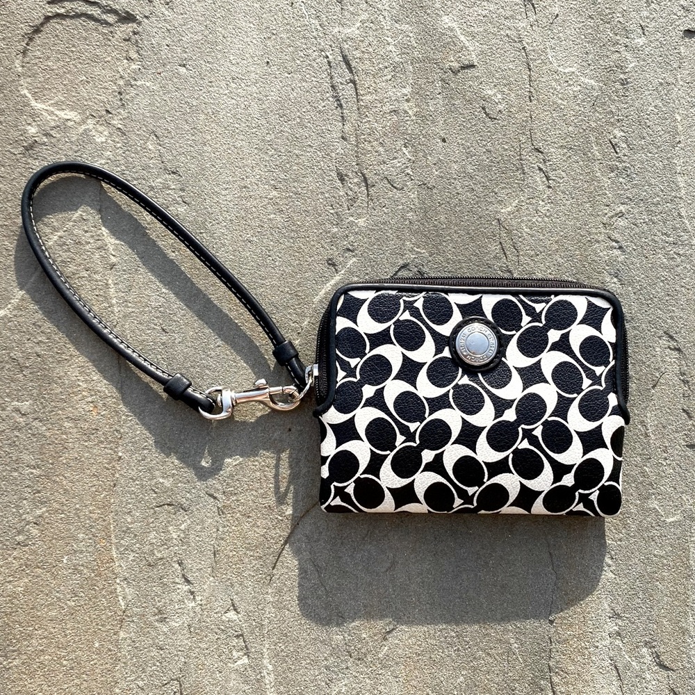 Coach Black & White Leather Wallet or Wristlet
